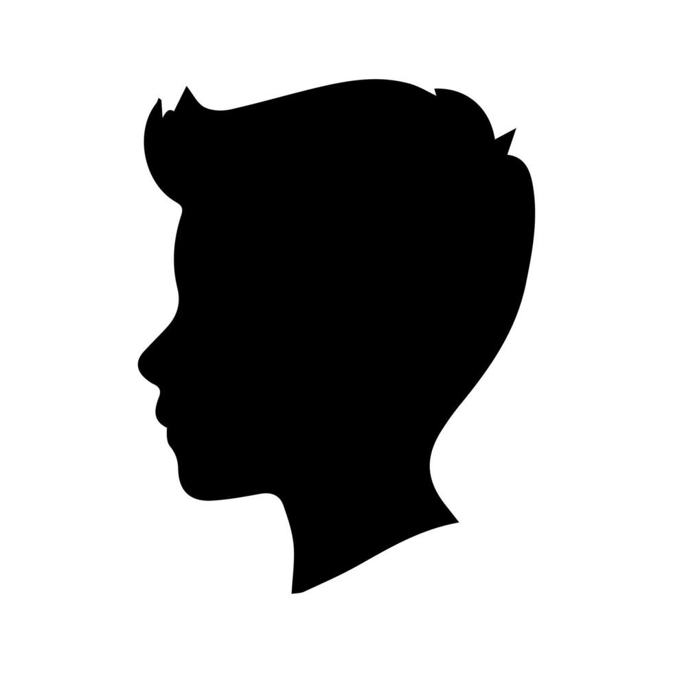 Silhouette of a boy. The side of the child's head. vector