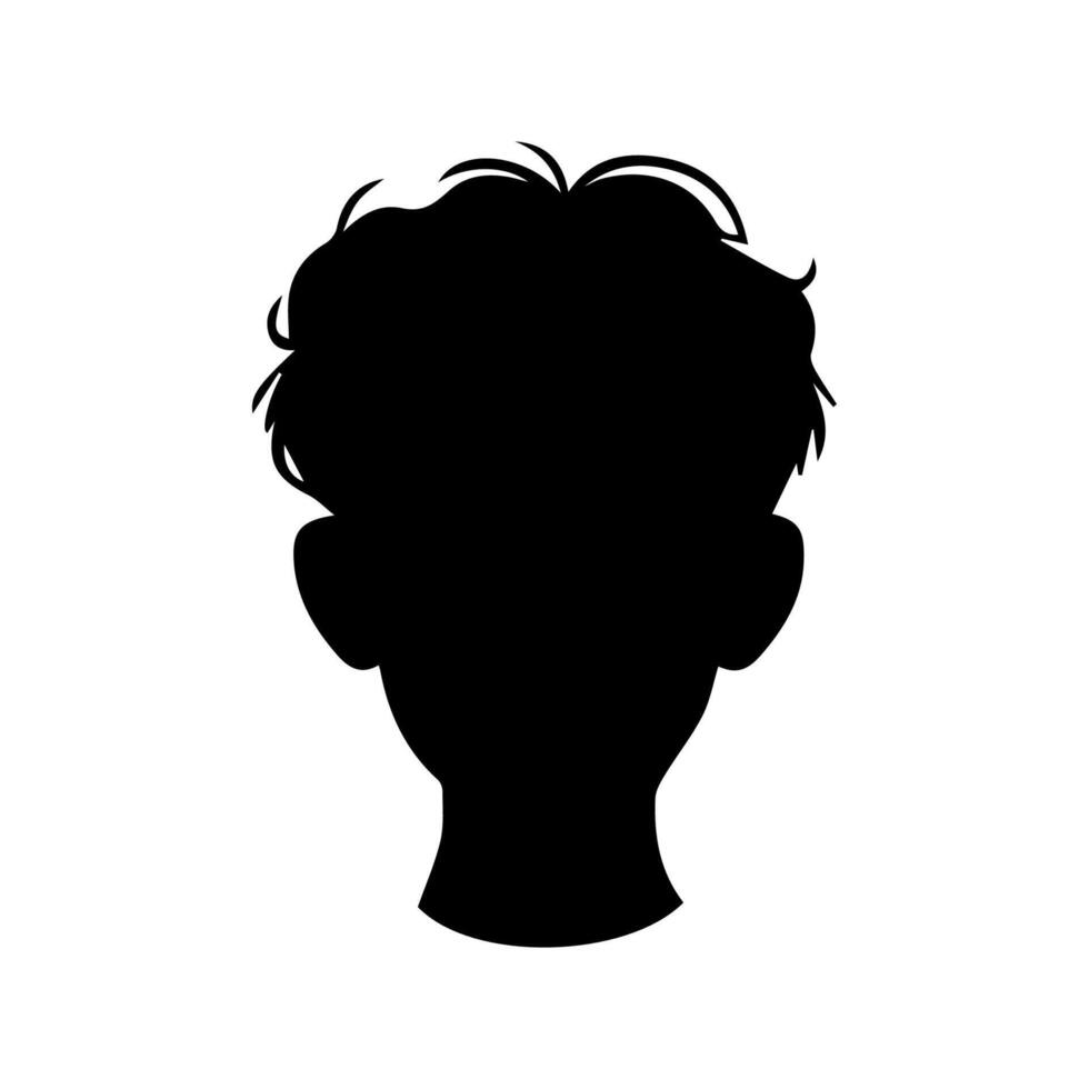 Silhouette of a boy. The side of the child's head. vector