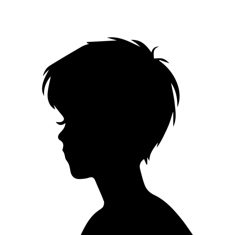 Silhouette of a boy. The side of the child's head. vector