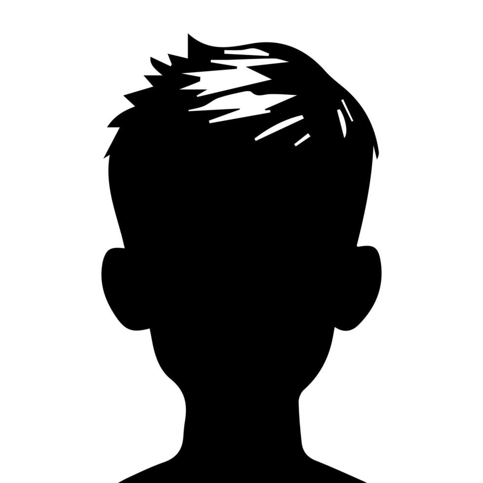 Silhouette of a boy. The side of the child's head. vector