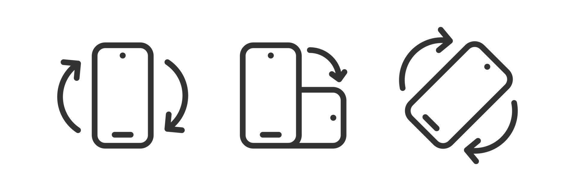 Phone rotate icon. Turn device horizontal or vertical. Smartphone arrow right, left. Rotation button on mobile. vector