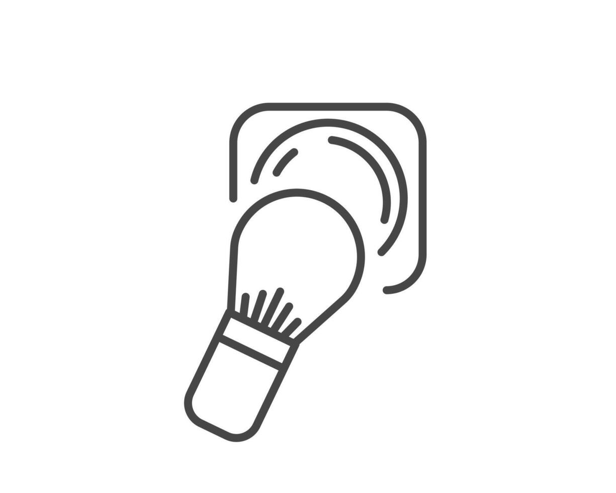 Makeup and cosmetics. Linear graphic icons of beauty in the form of powder with brush. vector