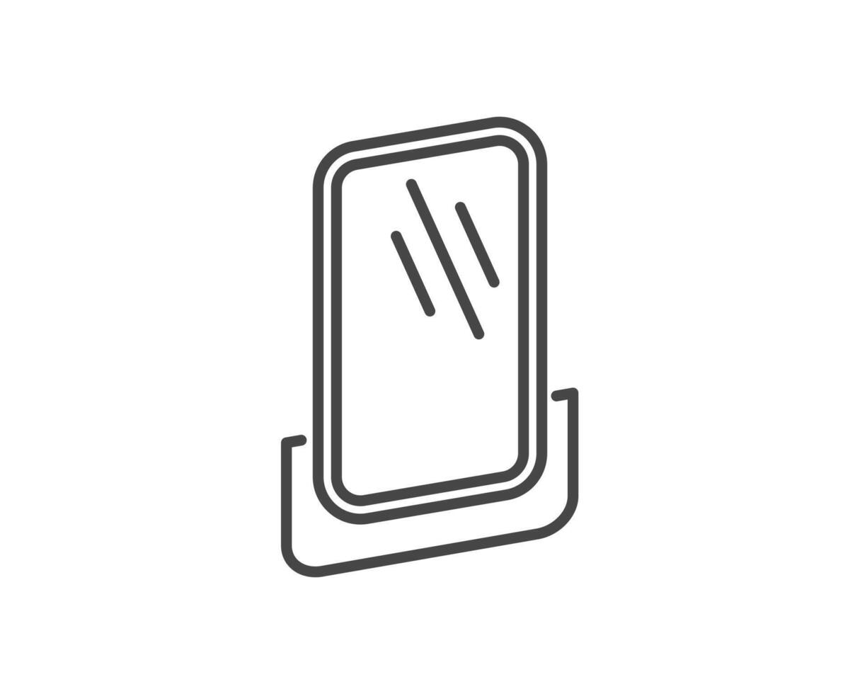 Makeup and cosmetics. Linear graphic beauty icons in the form of a face mirror. vector