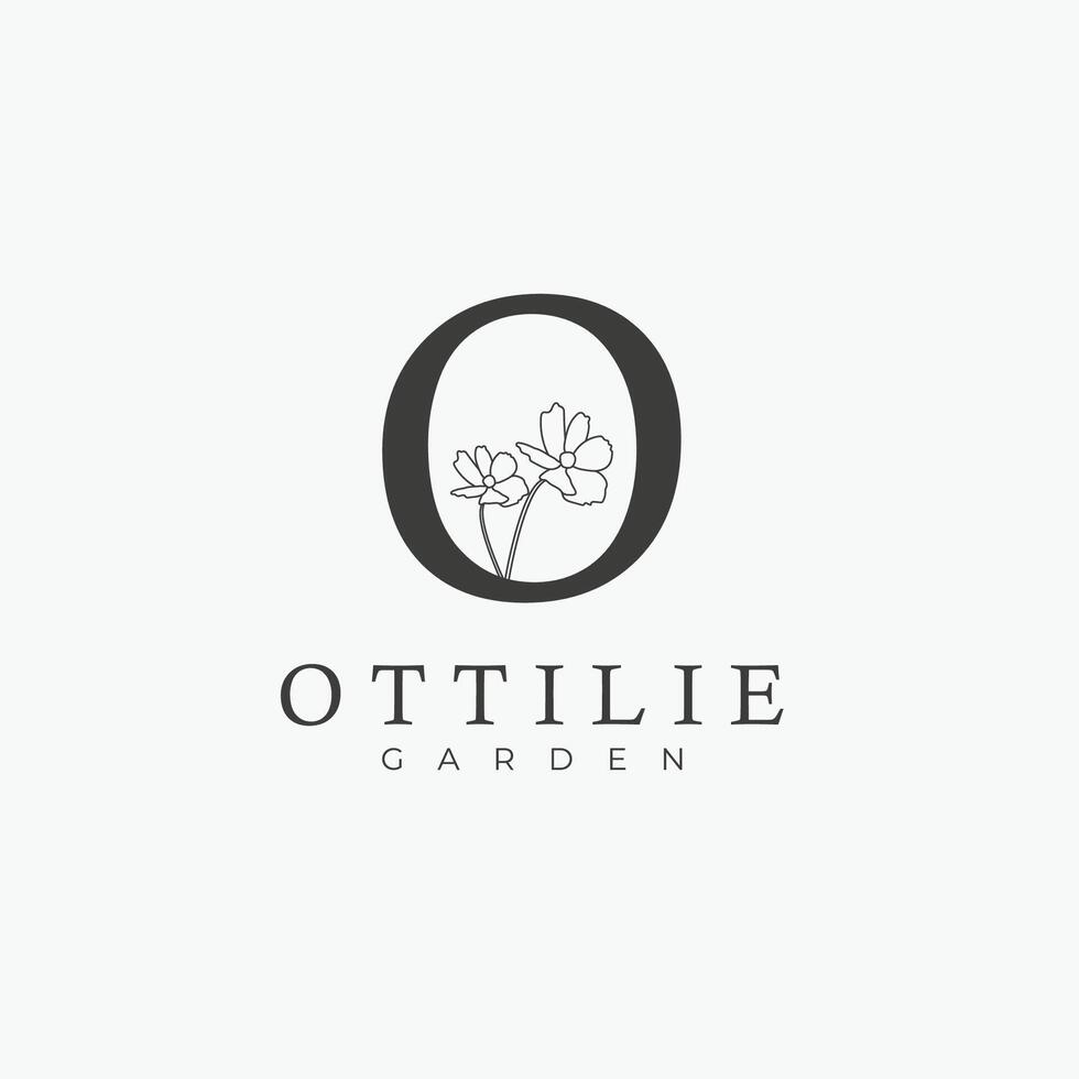 O letter logo with a creative floral concept for company business beauty real estate premium vector