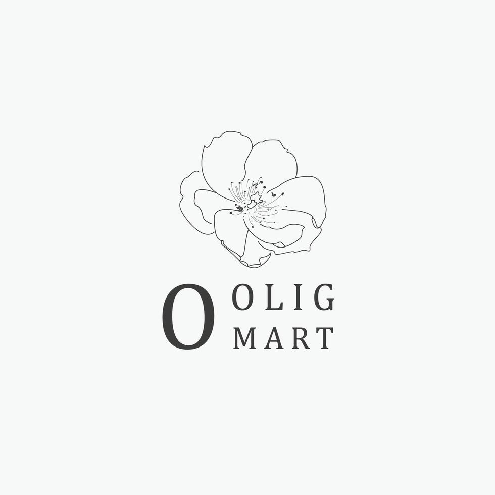 O letter logo with a creative floral concept for company business beauty real estate premium vector