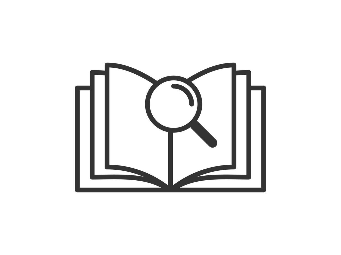 Icon with book and a magnifying glass for search. illustration vector