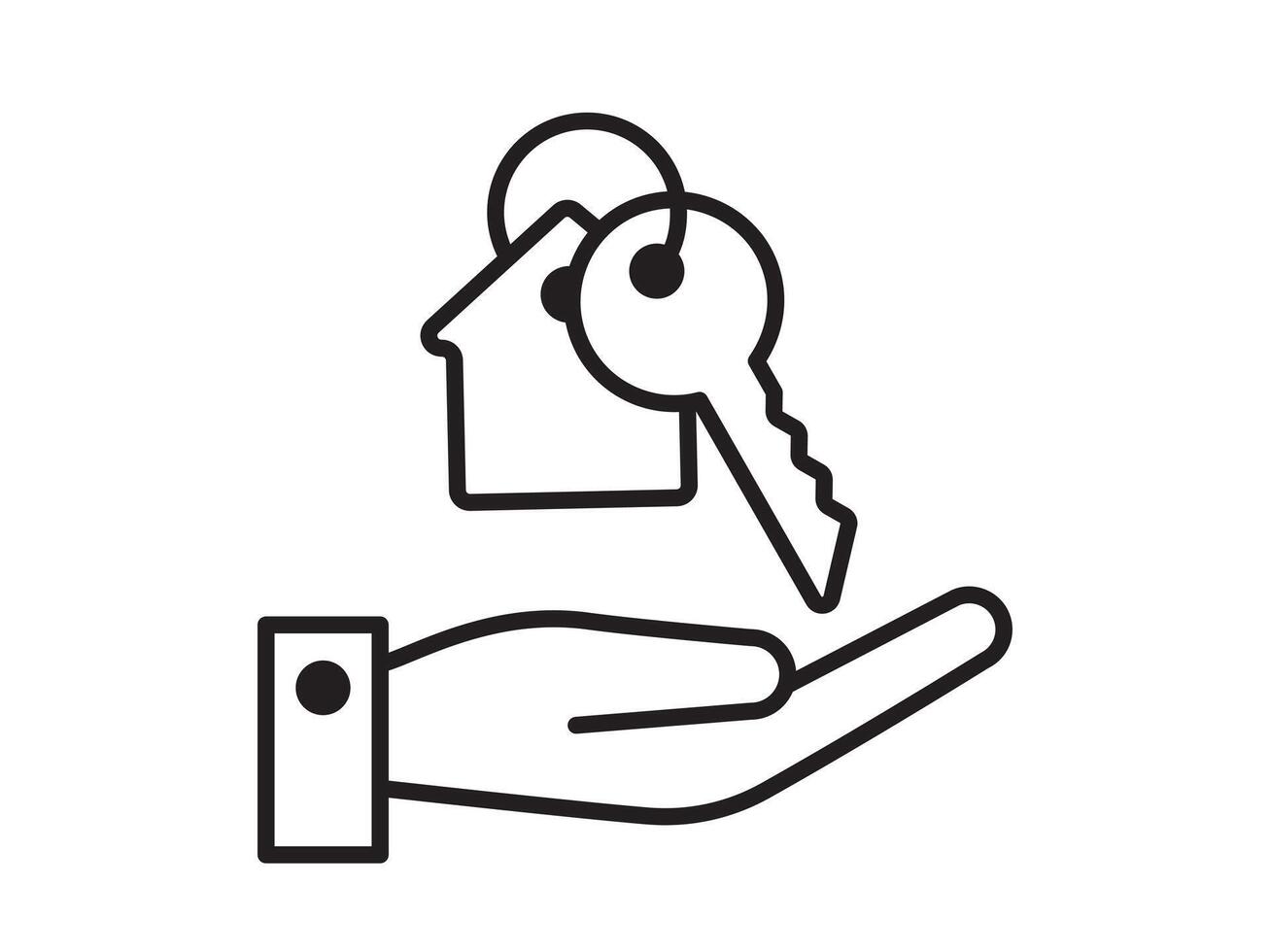 Key icon for house representation, isolated against a white background. This simple symbol evokes a sense of warmth and security, embodying the concept of home. vector