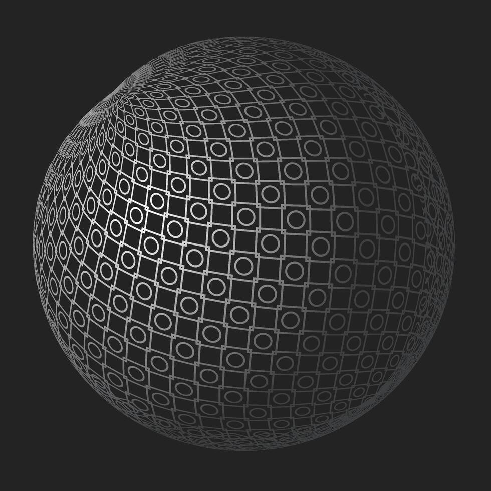 3D sphere mesh grid. Ball or sphere in grid of line. 3D abstract object in wireframe of lines and dots. illustration vector
