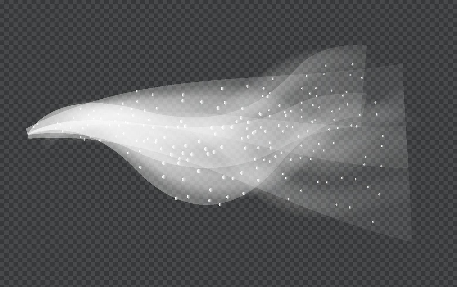 Water spray white smoke or fog dust and dots, mist of atomizer. Trigger Sprayer effect with spray or stream nozzles. Abstract dots clouds, blizzard. 3d elements illustration vector