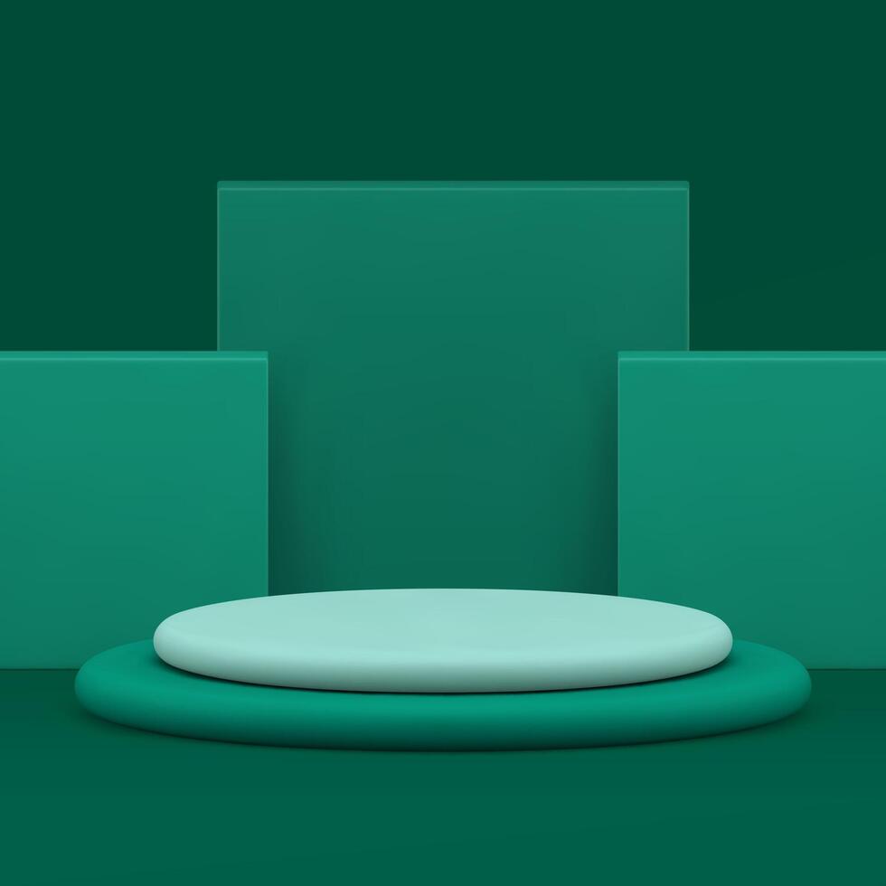 3d cylinder podium green geometric stage for product show presentation realistic vector