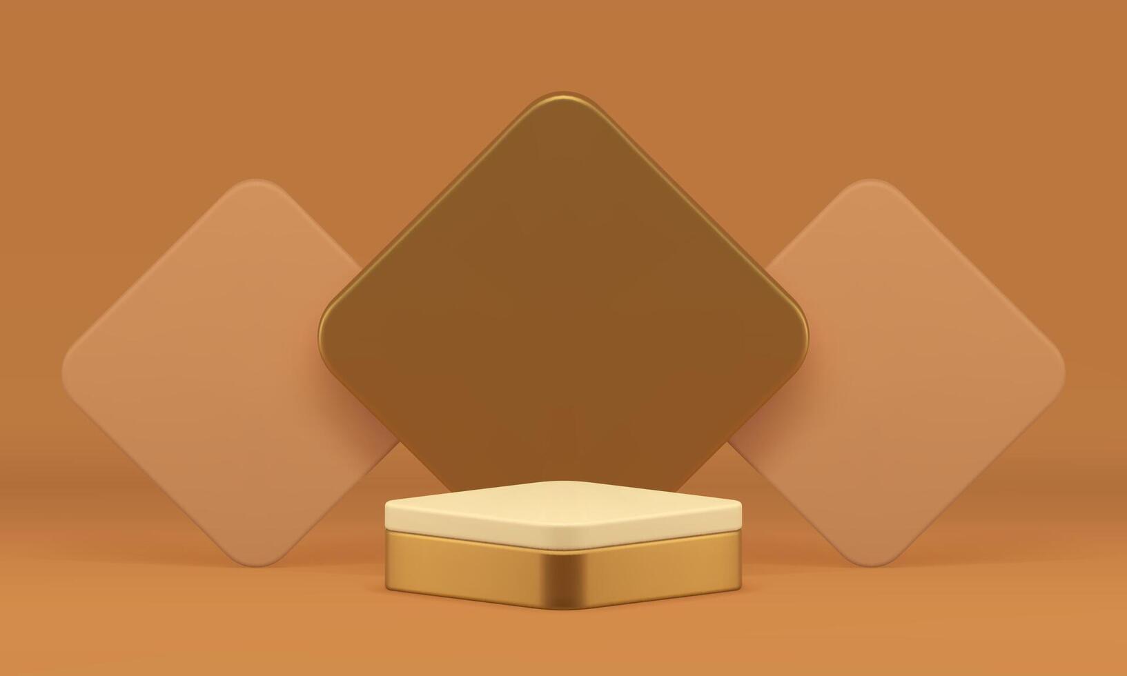 Luxury beige 3d podium pedestal mock up for cosmetic product show presentation realistic vector