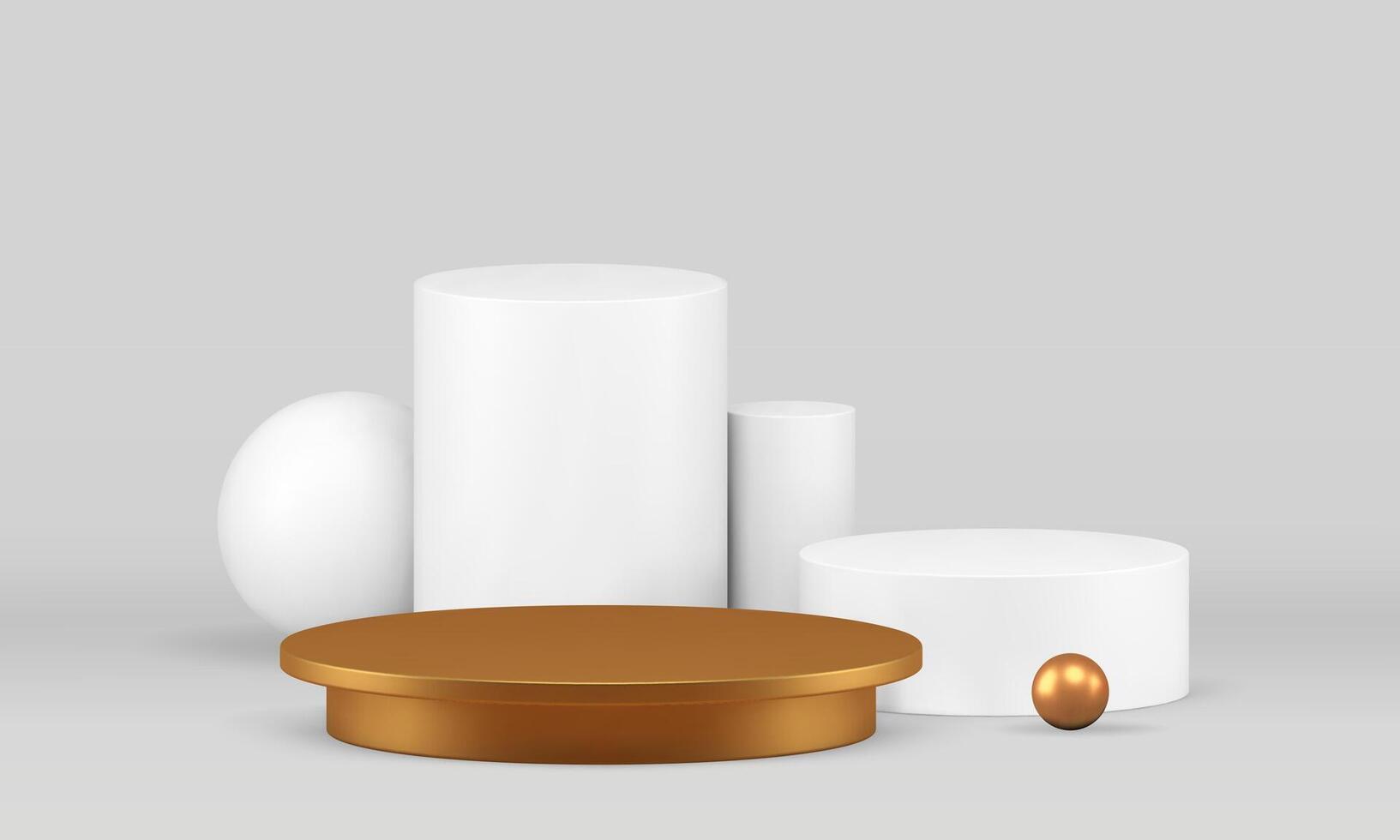 Luxury 3d showcase podium with white cylinder wall background for show realistic illustration vector