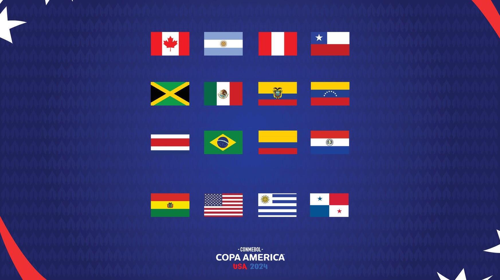 Conmebol Copa America USA 2024 Flags With Official logo Symbol Abstract Design American Football final illustration vector