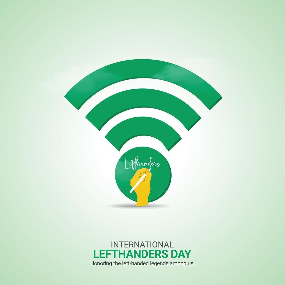 international Lefthanders Day Crative Ads Design. Lefthanders Day handwriting icon isolated on Template for background. Lefthanders Poster, , illustration, August 13. Important day vector