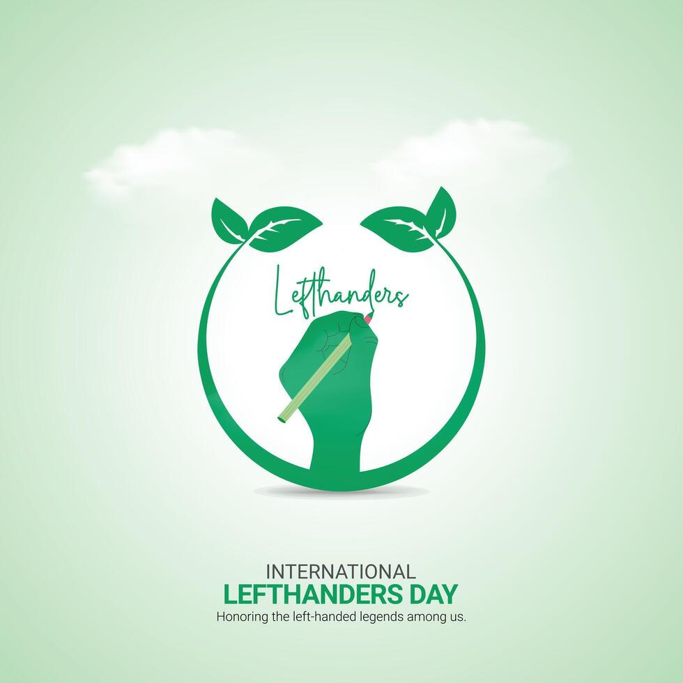 international Lefthanders Day Crative Ads Design. Lefthanders Day handwriting icon isolated on Template for background. Lefthanders Poster, , illustration, August 13. Important day vector