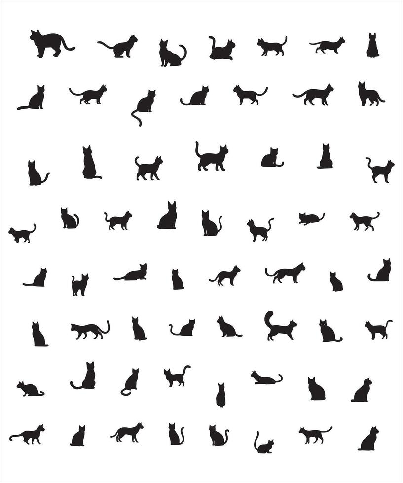 Purring Cats Silhouette vector