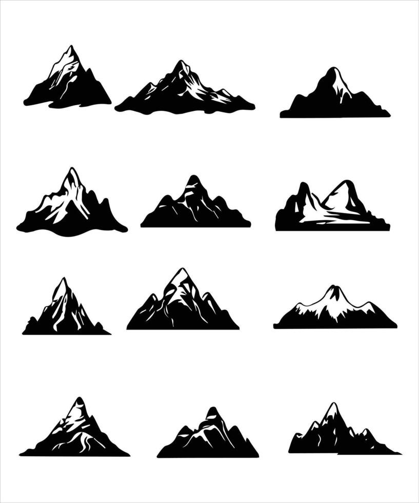 Mountain silhouettes set Free vector
