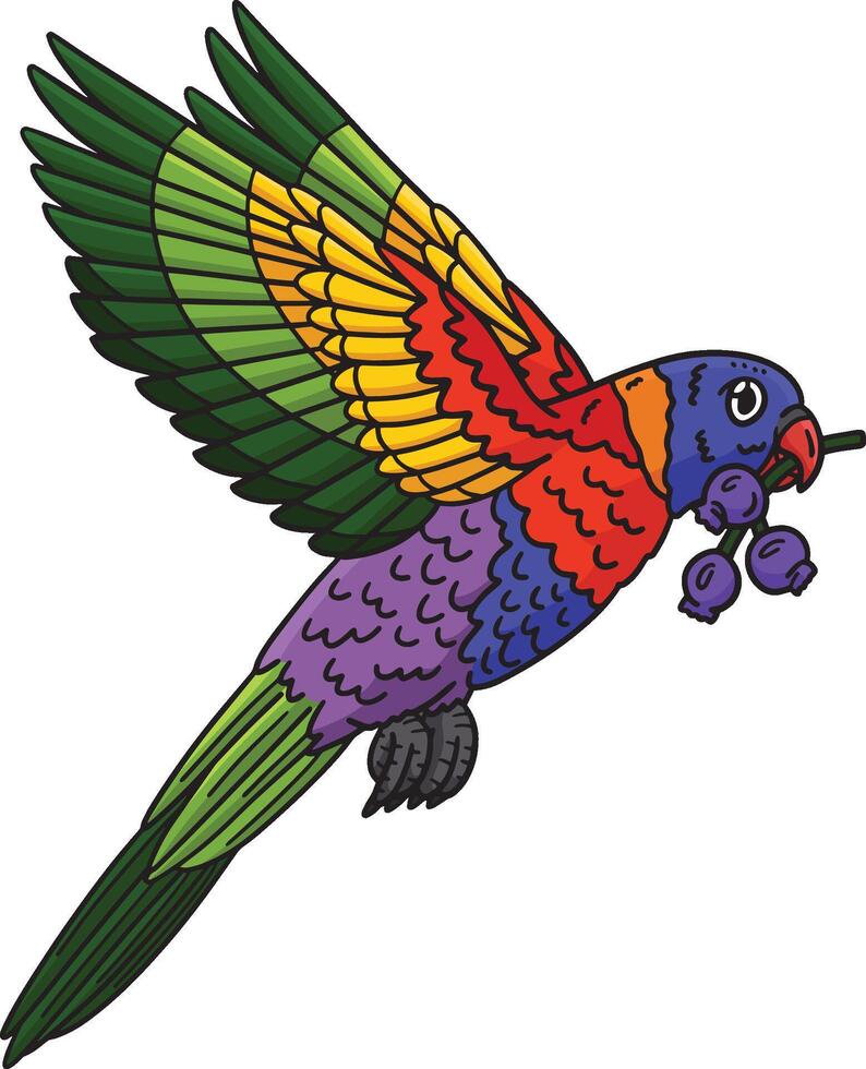 Loriini Bird Cartoon Colored Clipart Illustration vector