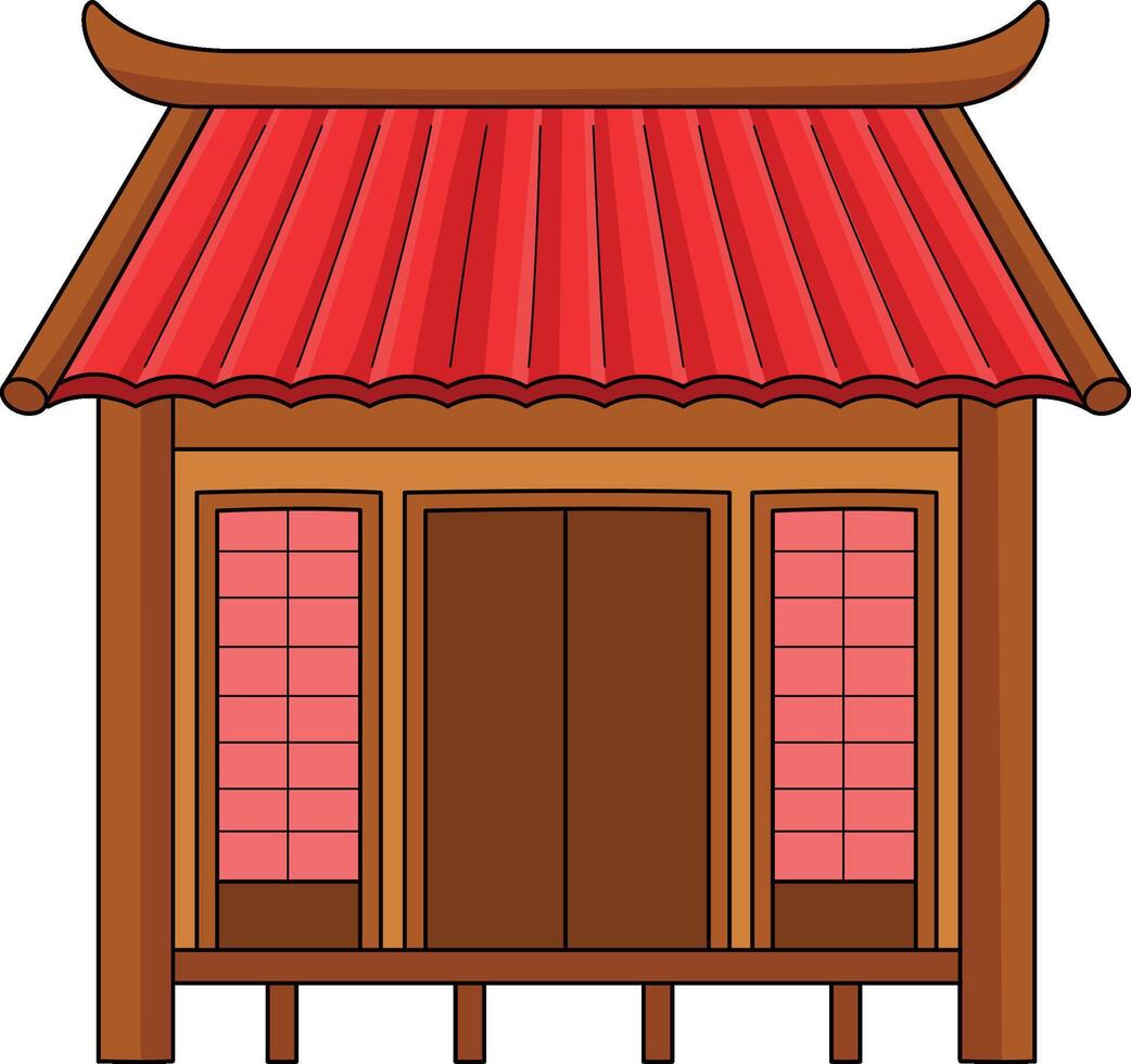 Ninja House Cartoon Colored Clipart Illustration vector