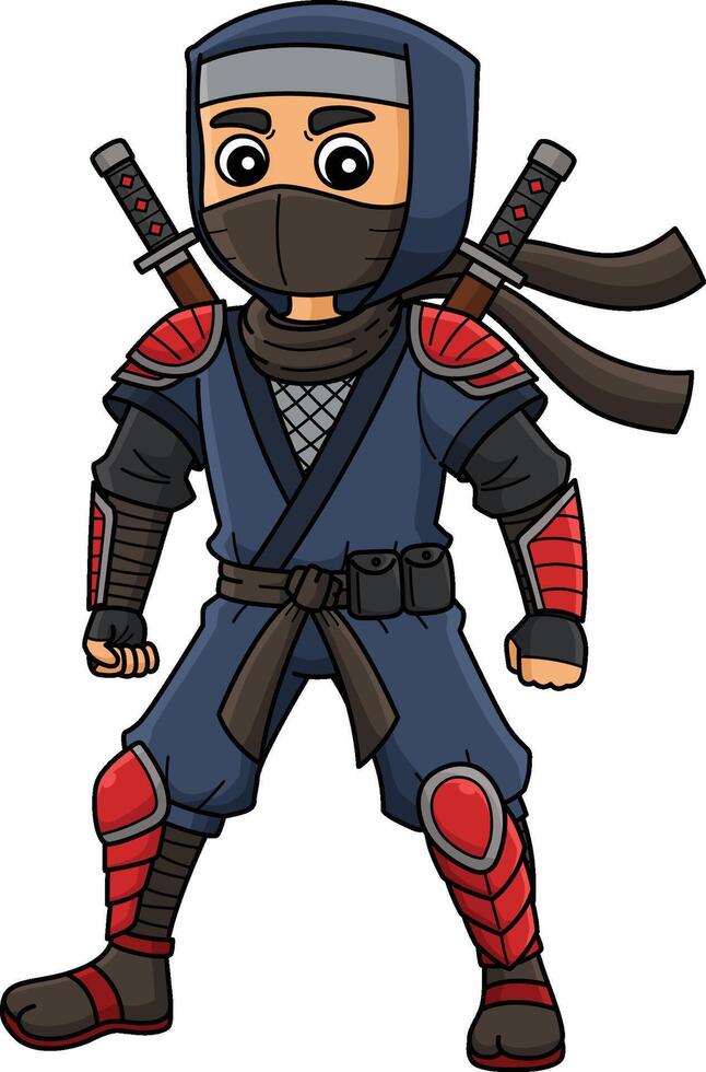 Ninja with Armor Cartoon Colored Clipart vector
