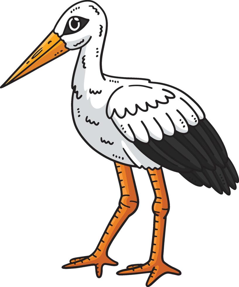 White Stork Bird Cartoon Colored Clipart vector
