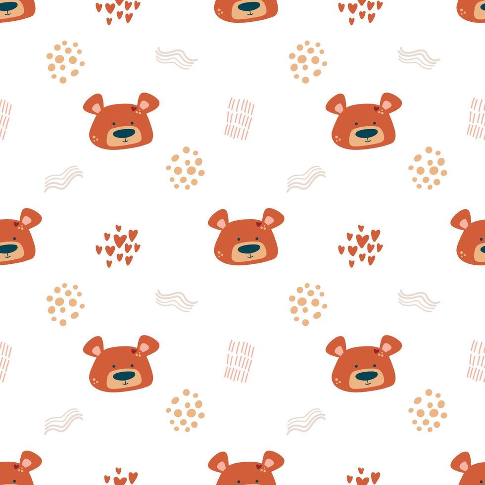 Cute Bohemian seamless patterns with bears, sun, rainbow, stars. Boho print for fabrics, pajamas, postcard template, Bohemian nursery posters. vector