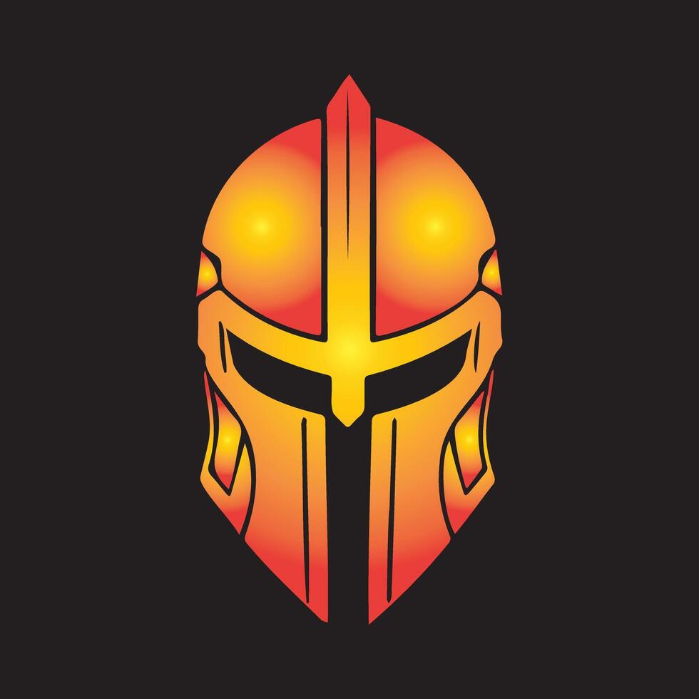 A Helmet Logo Gleaming with an Orange Glow Symbolizing Adventure and Boldness vector