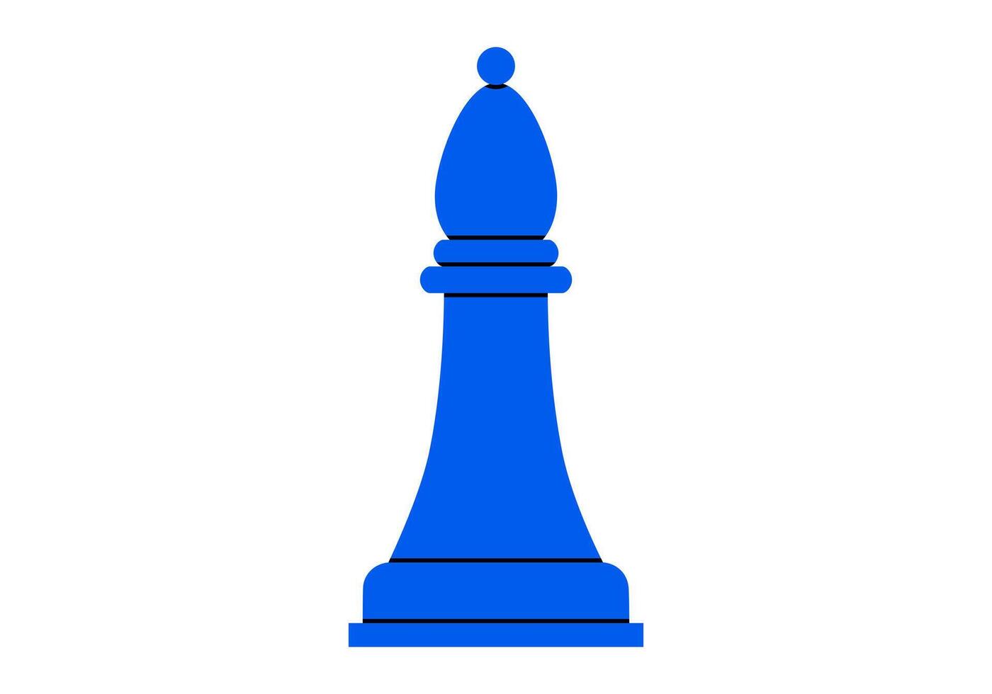 Hand drawn cute cartoon illustration of bishop. Flat chess figure in doodle style. High ambitions. Strategy or intelligence icon. Success in competition. Tactic thinking. Board game. Isolated. vector