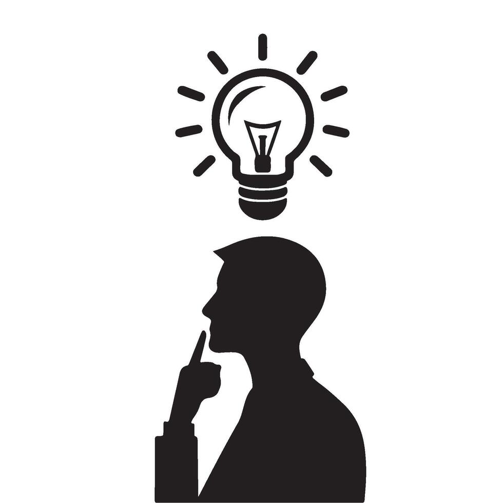 Silhouette of a Person Coming up With an Idea vector