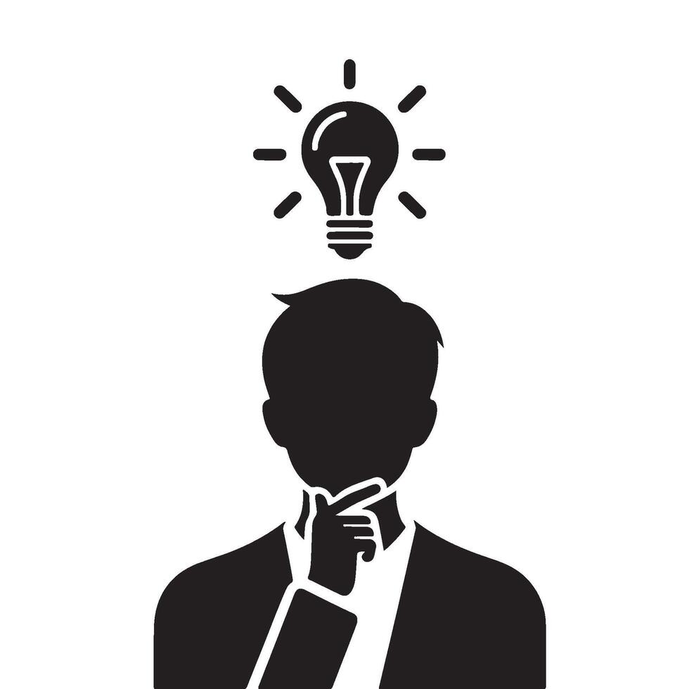Silhouette of a Person Expressing The Thought of Coming up With a New Idea vector