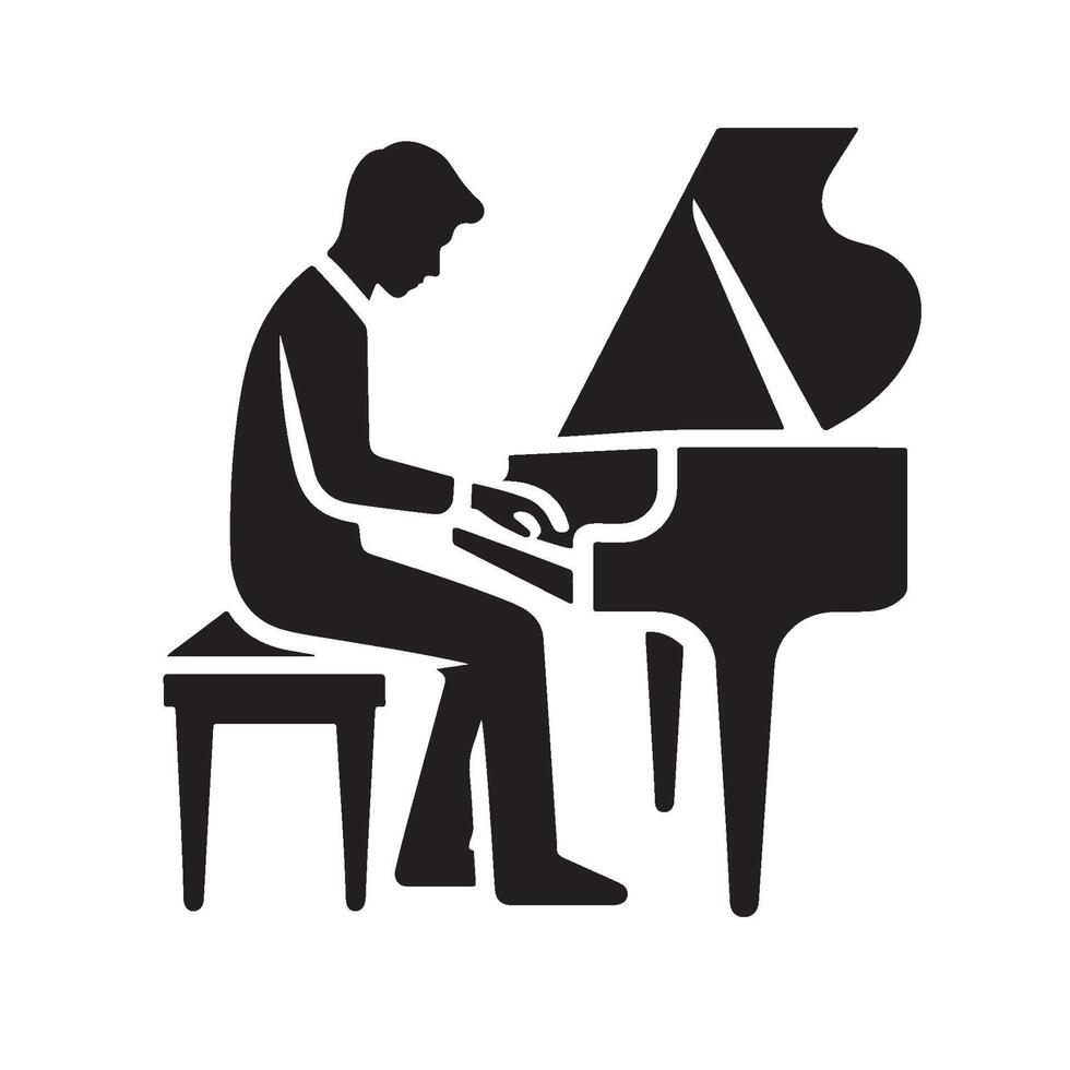 Silhouette of a Man Playing the Piano vector
