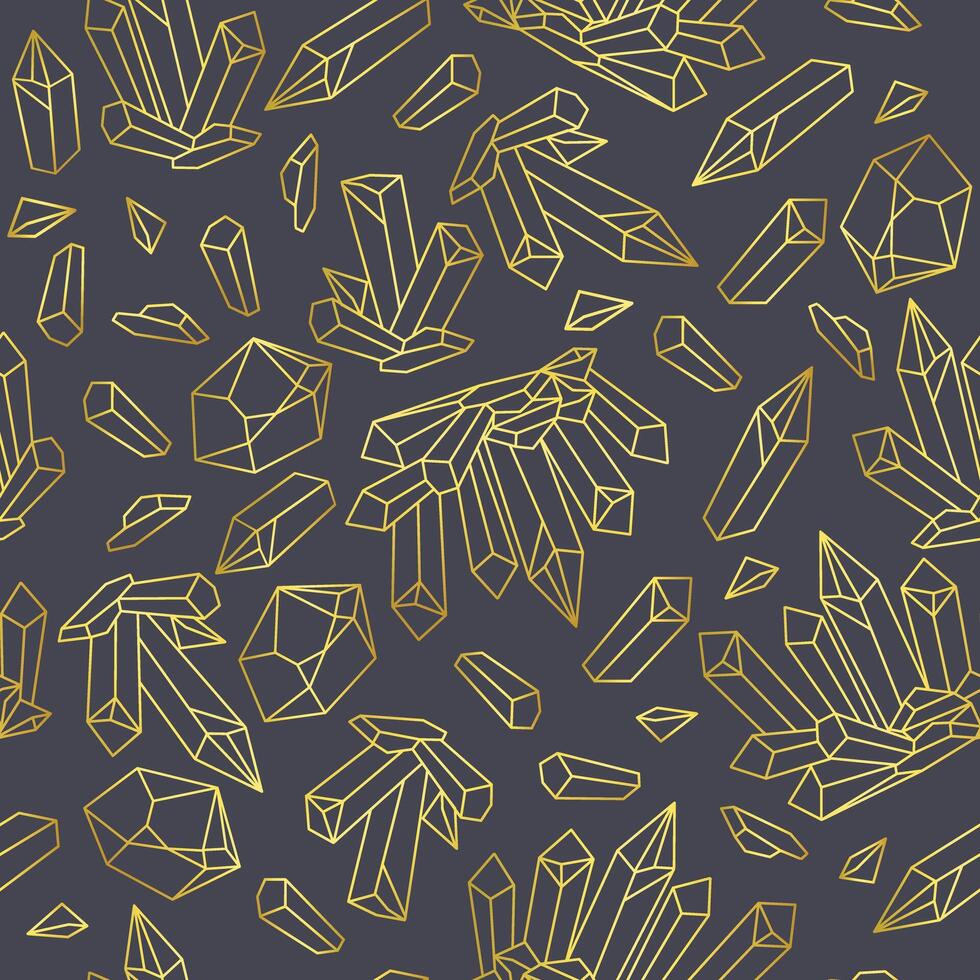 Magic linear golden crystal seamless pattern vector