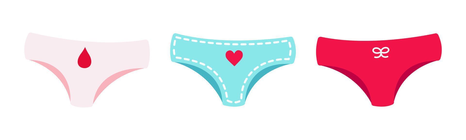 Set of womens panties. illustration in flat style. vector