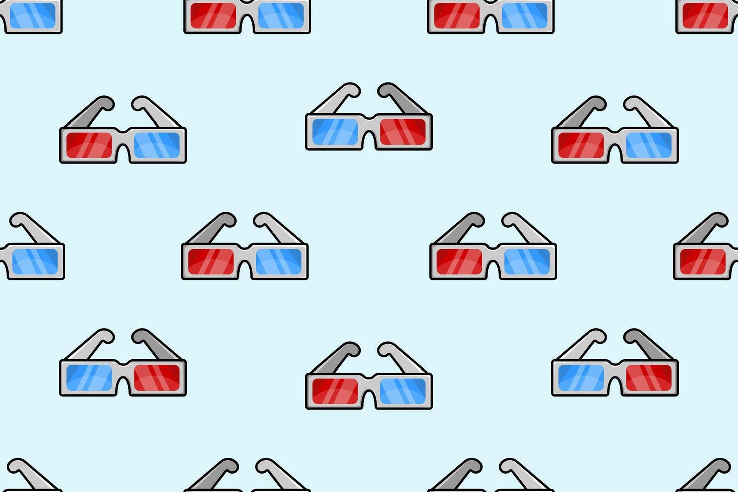 Pattern with cartoon 3D glasses. illustration. vector