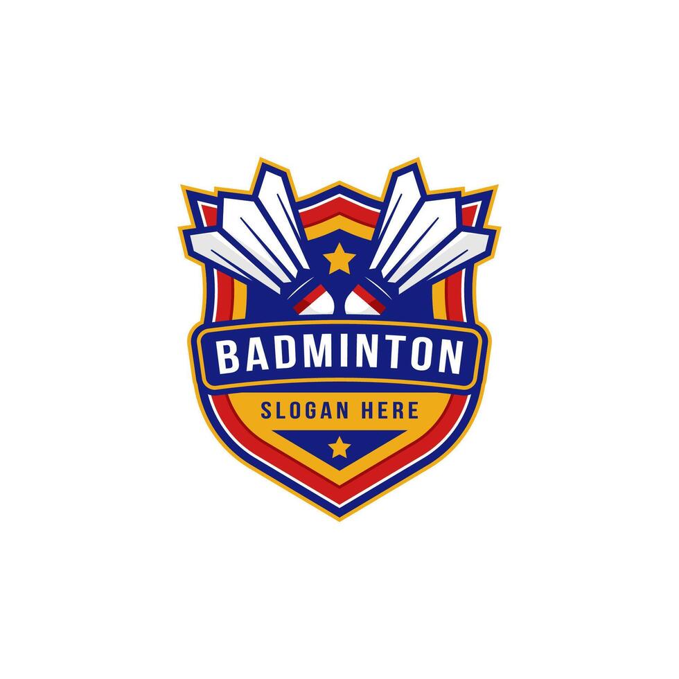 badminton badge logo design vector