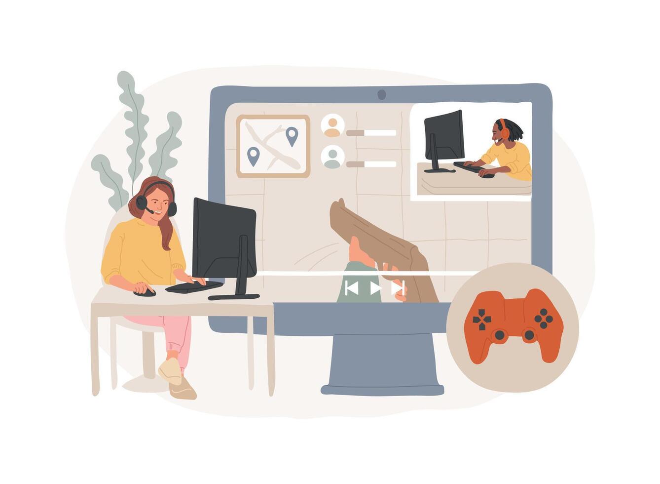 E-sport game streaming isolated concept illustration. vector