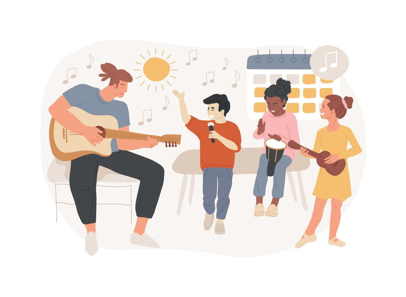 Musical camp isolated concept illustration. vector