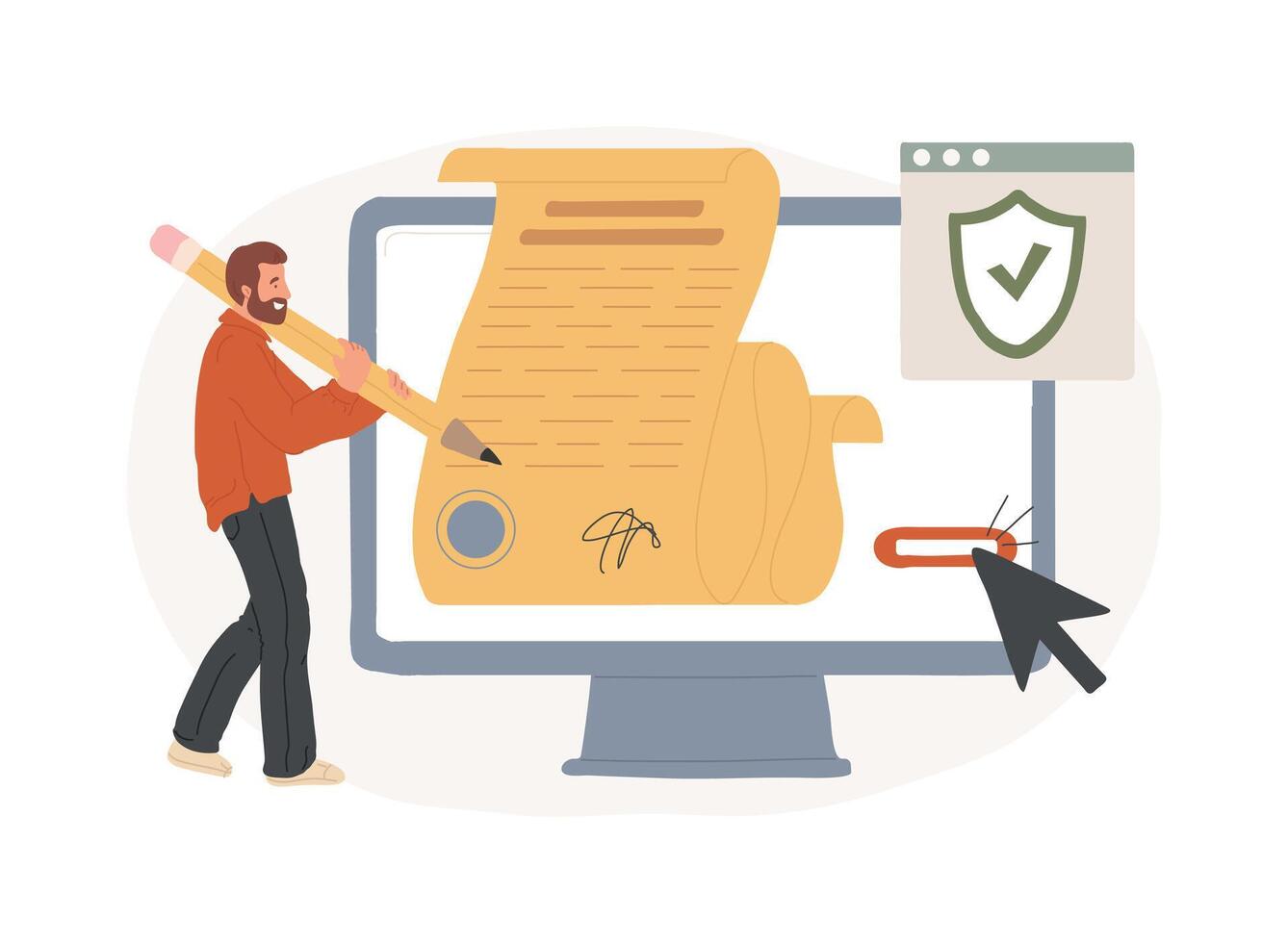 Electronic contract isolated concept illustration. vector