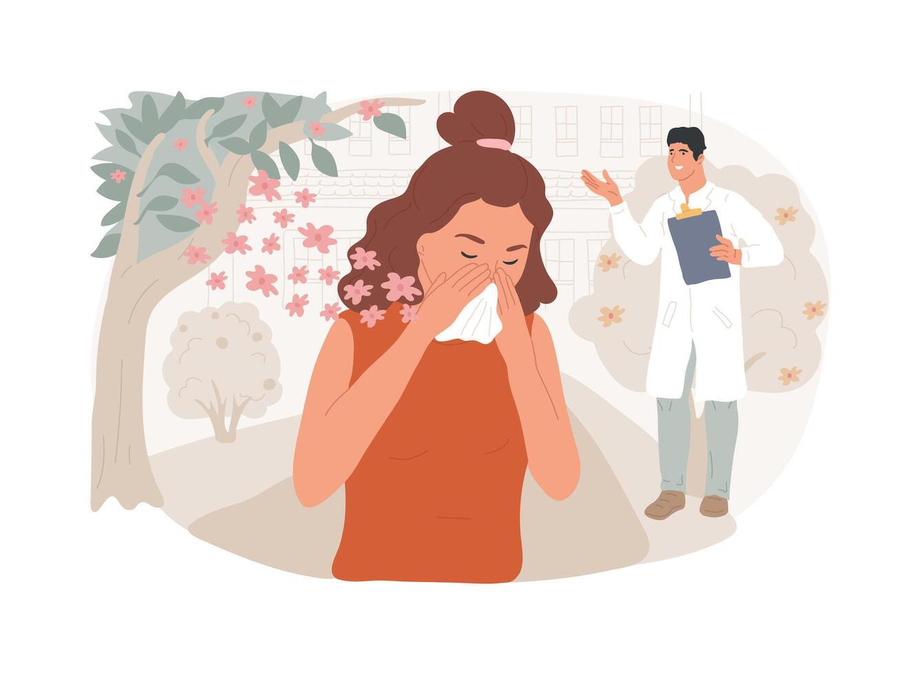 Seasonal allergy isolated concept illustration. vector