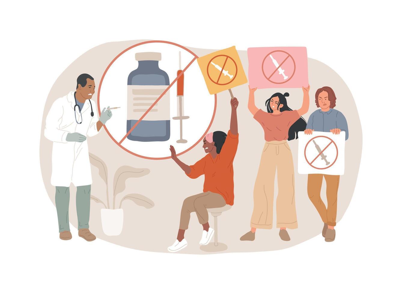 Refusal of vaccination isolated concept illustration. vector