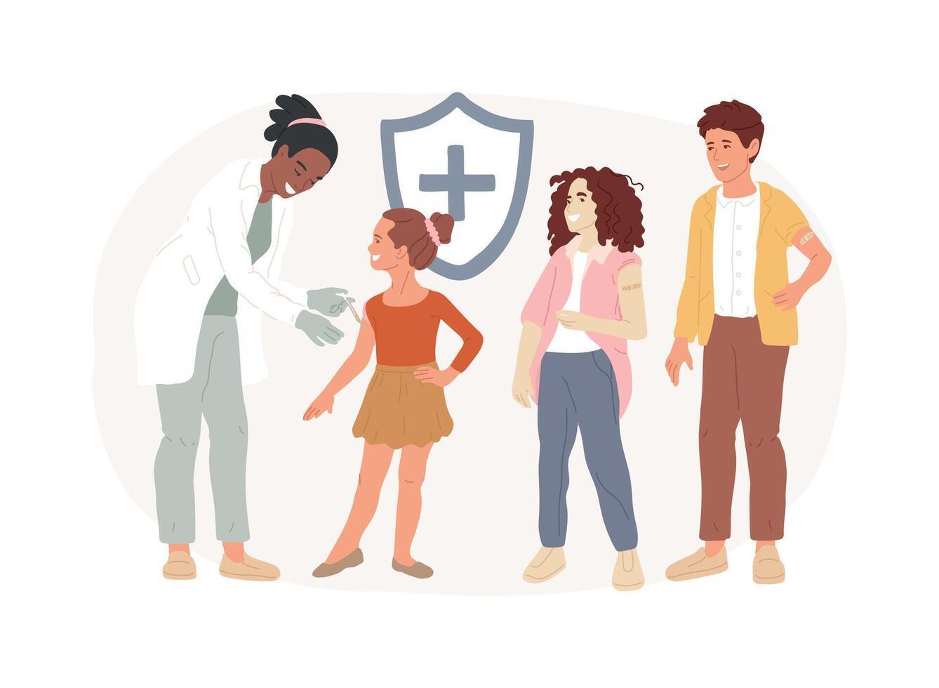 Vaccination of preteens and teens isolated concept illustration. vector