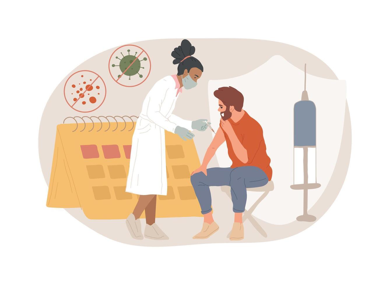 Vaccination of adults isolated concept illustration. vector