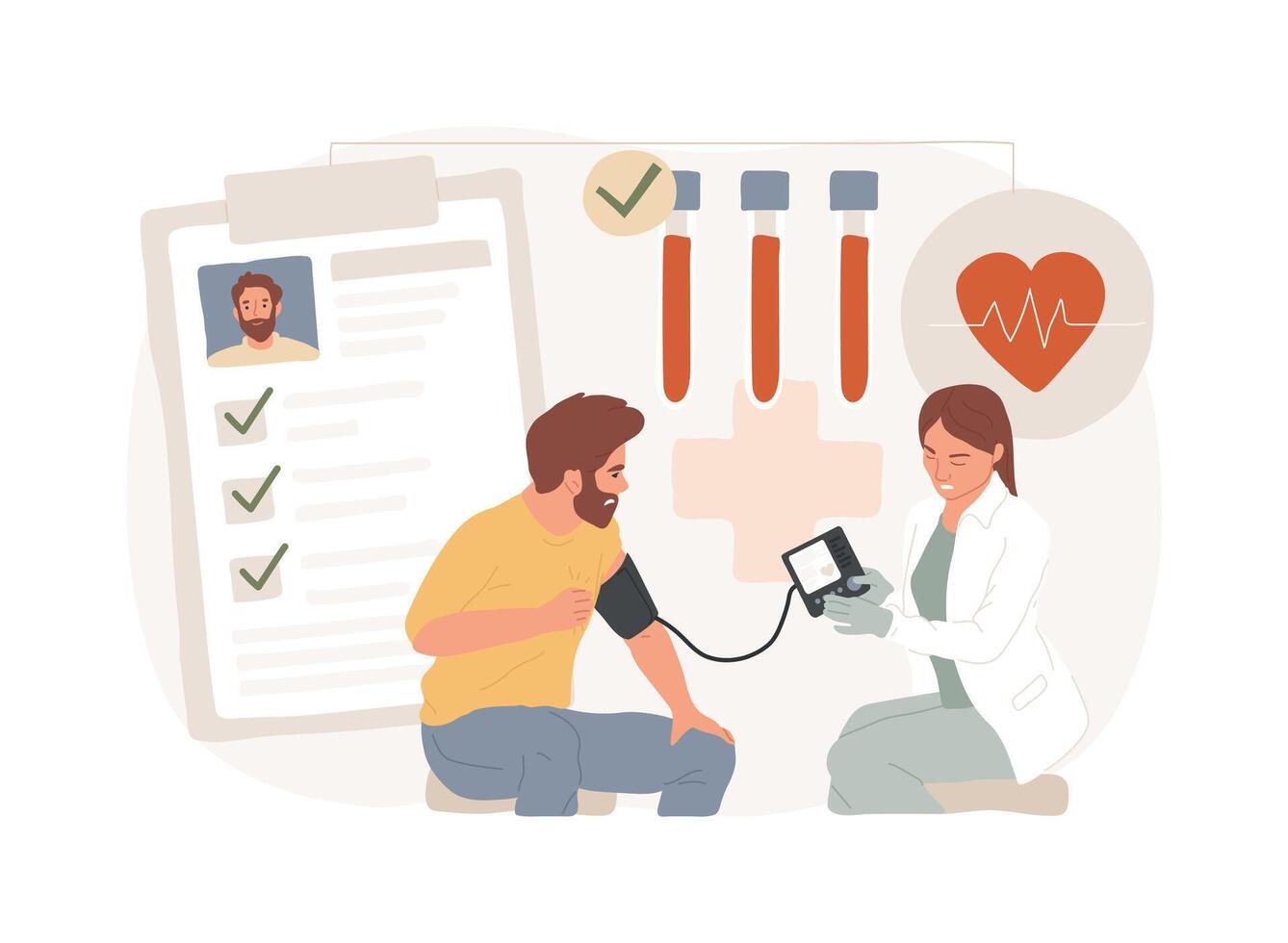 Cardiac patient card isolated concept illustration. vector