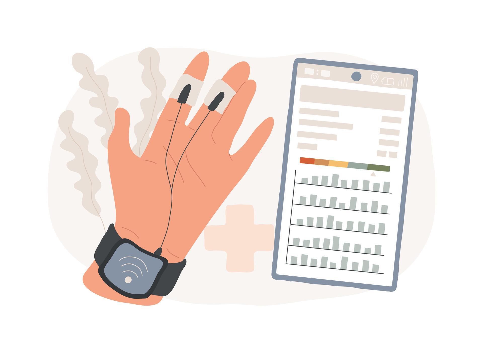 Healthcare trackers wearables and sensors isolated concept illustration