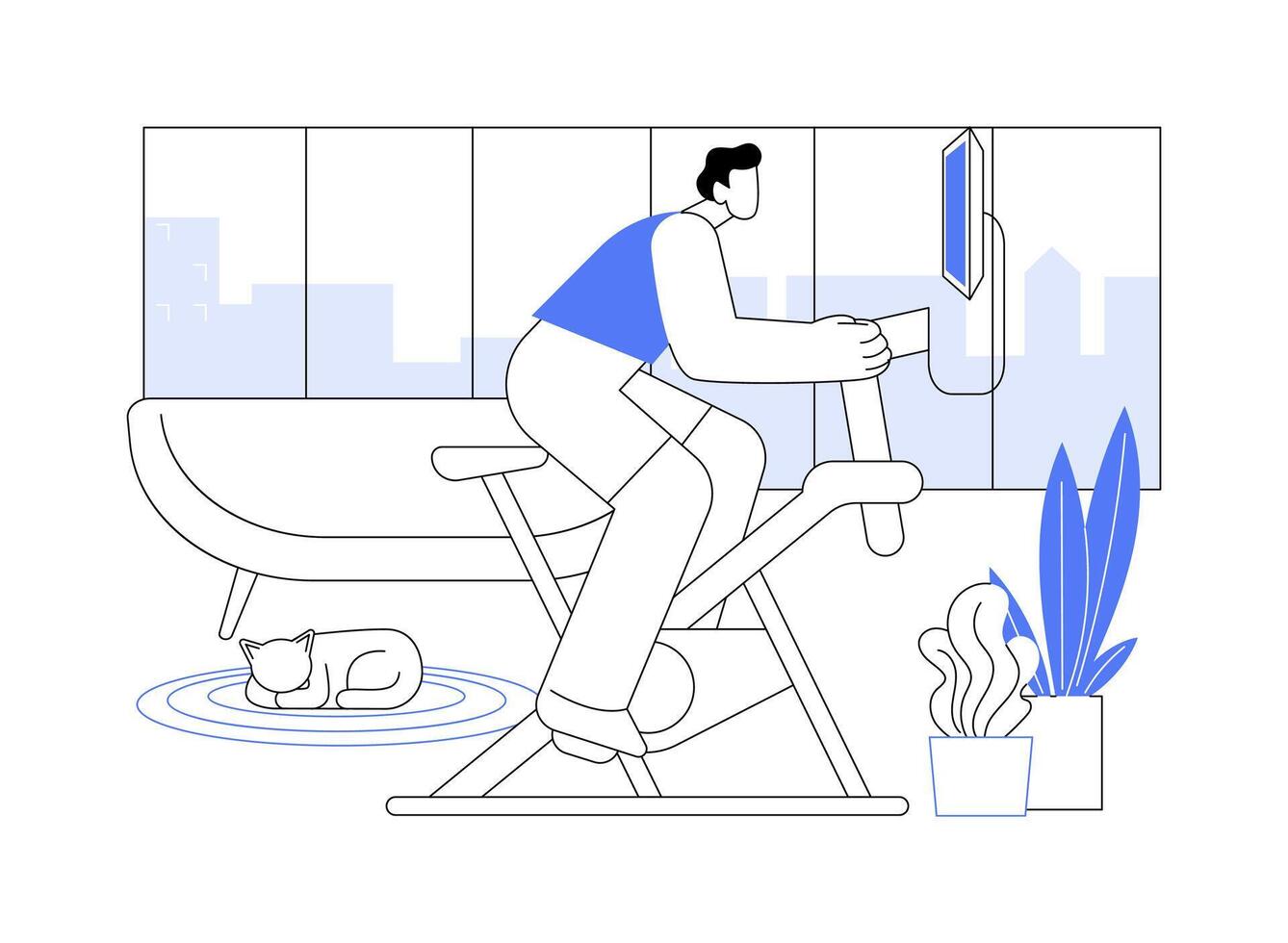 Home cycle training isolated cartoon illustrations. vector