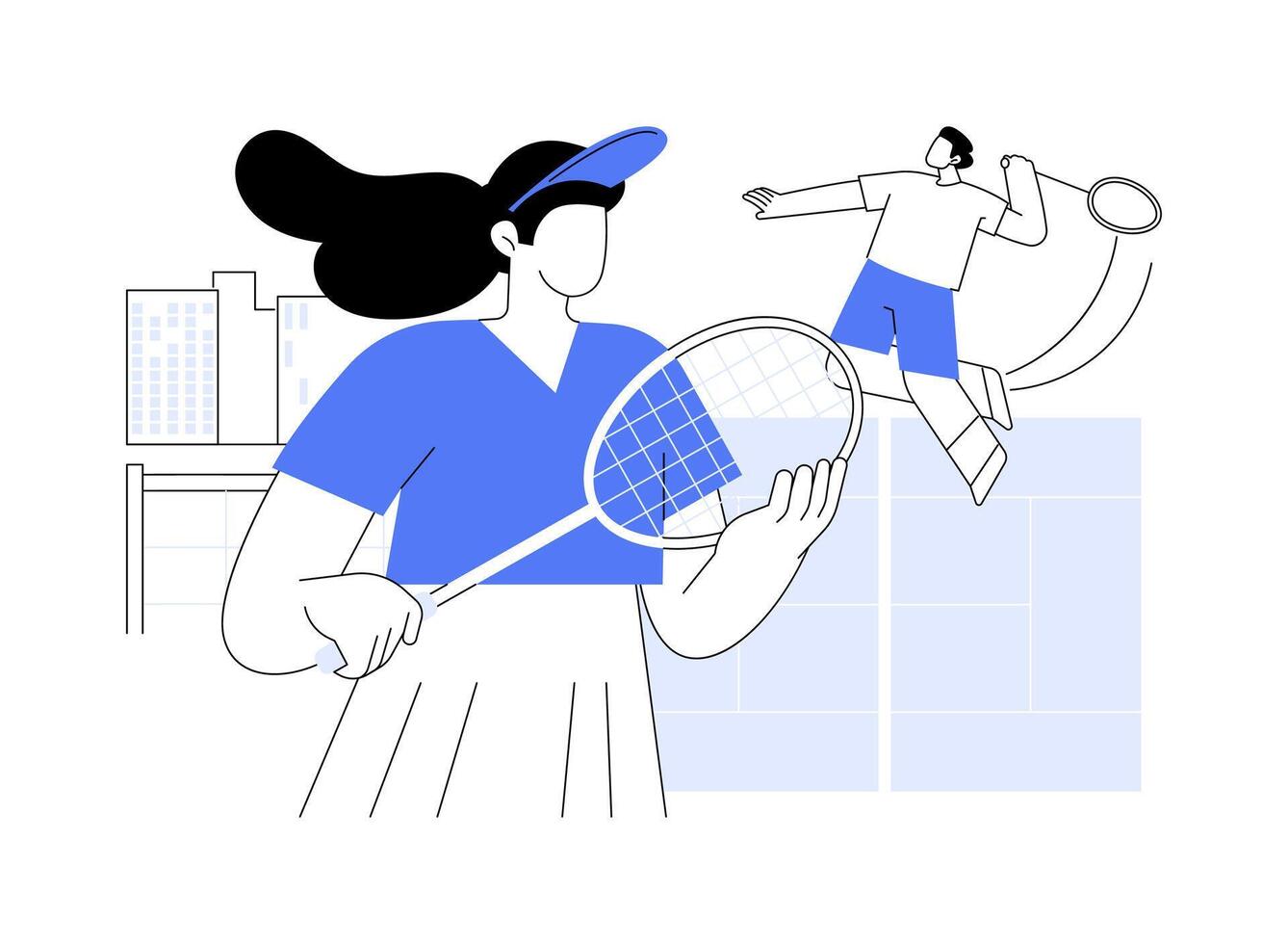 Tennis court isolated cartoon illustrations. vector