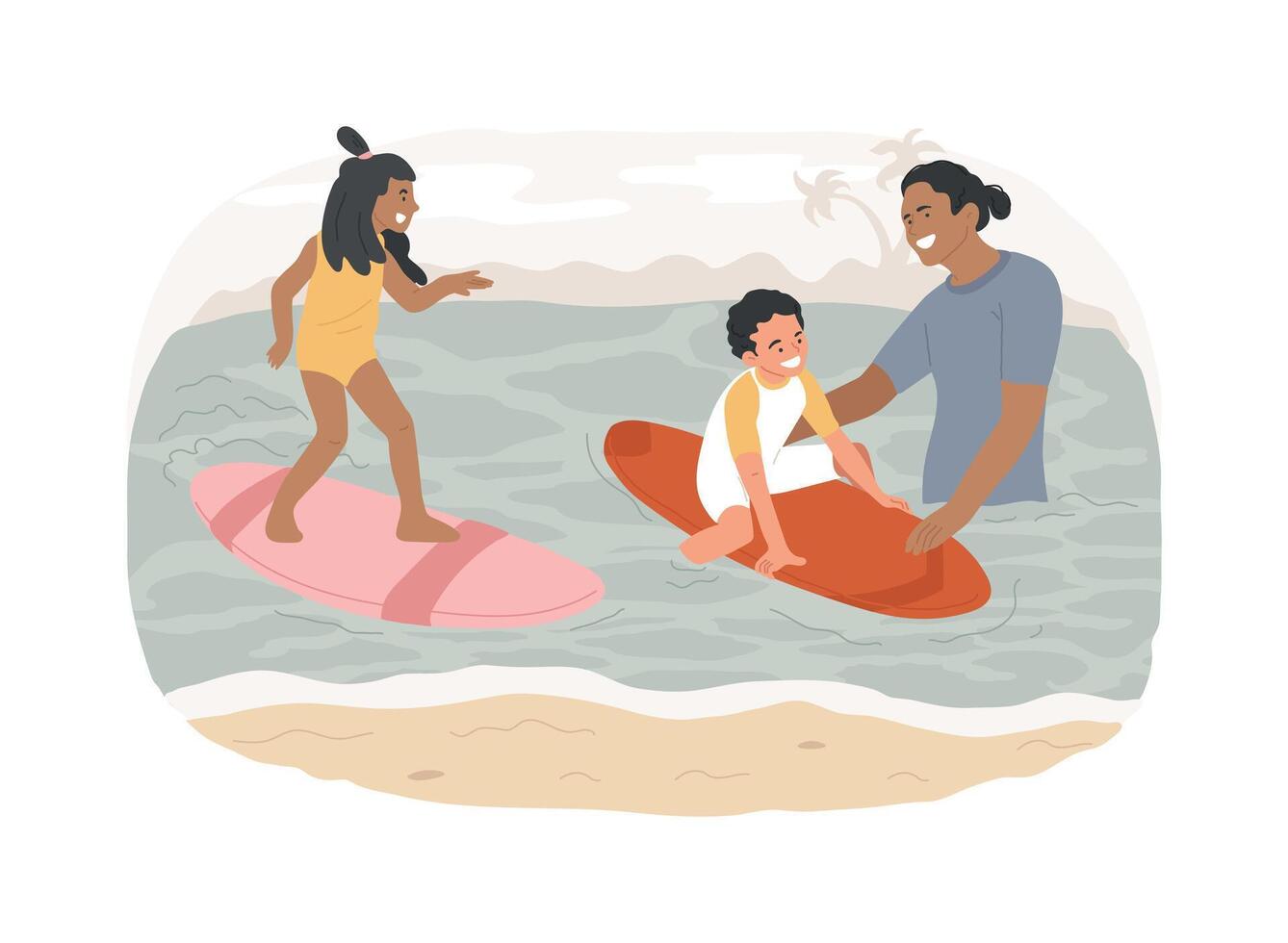 Surfing school isolated concept illustration. vector