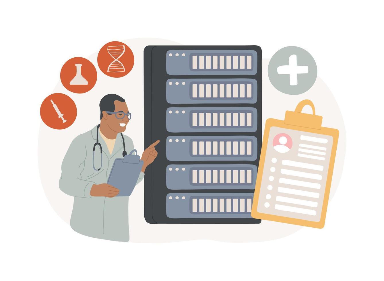 Big data in healthcare isolated concept illustration. vector