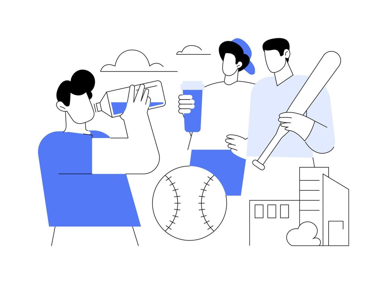 After baseball game isolated cartoon illustrations. vector