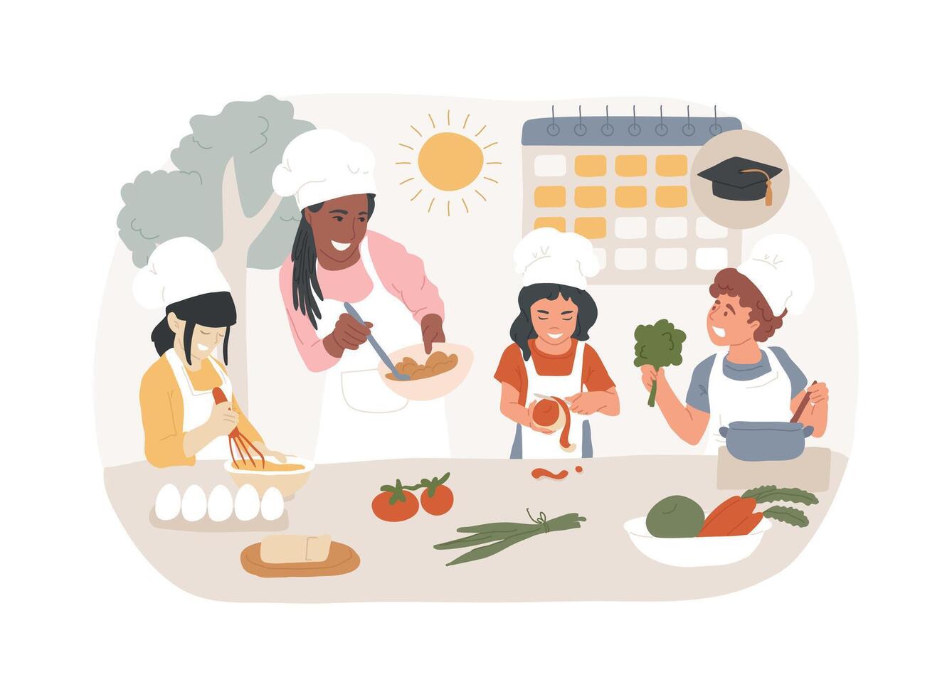 Cooking camp isolated concept illustration. vector
